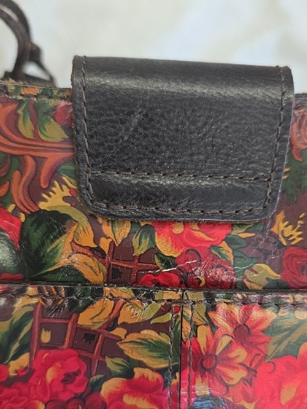 Patricia Nash Golden Rustic Forest Leather Tote Shoulder Bag Floral - Picture 4 of 16